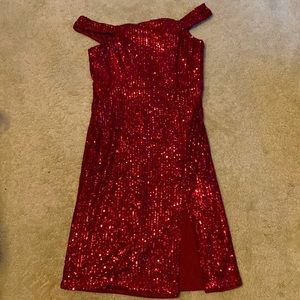 Red sequin dress